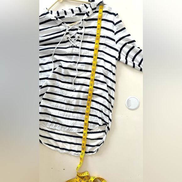 Beach Lunch Lounge Striped Pullover, Navy Blue and White, Size M, Anthropology - Picture 7 of 9